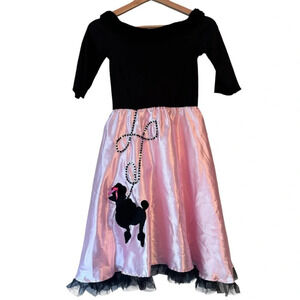 Sock Hop Sweetie 50’s Girls Costume Off The Shoulder Black Poodle Skirt
